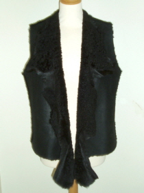 Black Gilet with Short Curly Wool