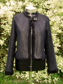 Black Reversible Shearling Jacket with Curly Wool