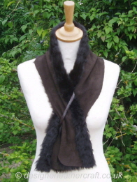 Suede Side of the 43 inch Brown Shearling Scarf