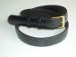 Black karung snakeskin mans belt gold/silver color buckle.