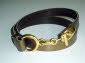 Bronze metallic leather belt.