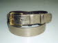 Pewter leather belt gold colour buckle.